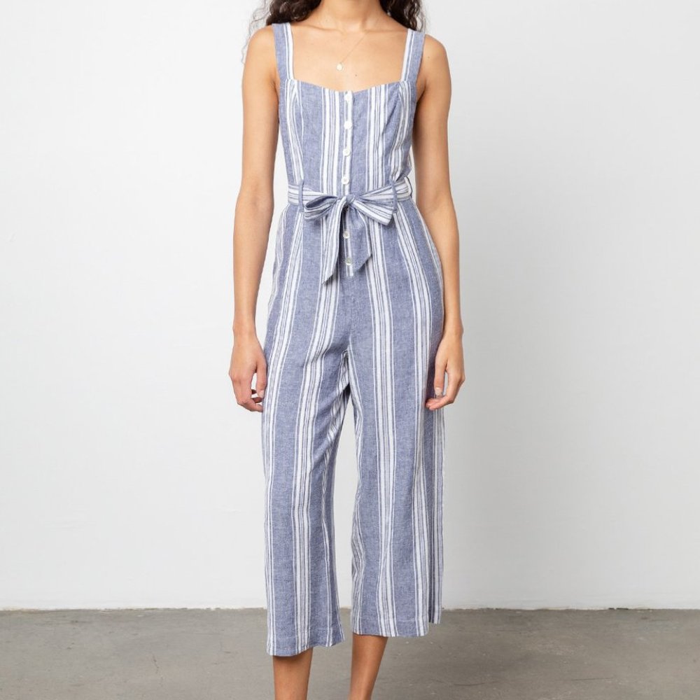 Rails Kyra Striped Wide Leg Linen Blend Jumpsuit